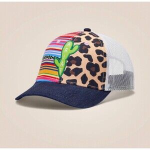Ariat Cactus Patch Hat Serape Leopard Trucker Cap Mesh Back OSFM Western